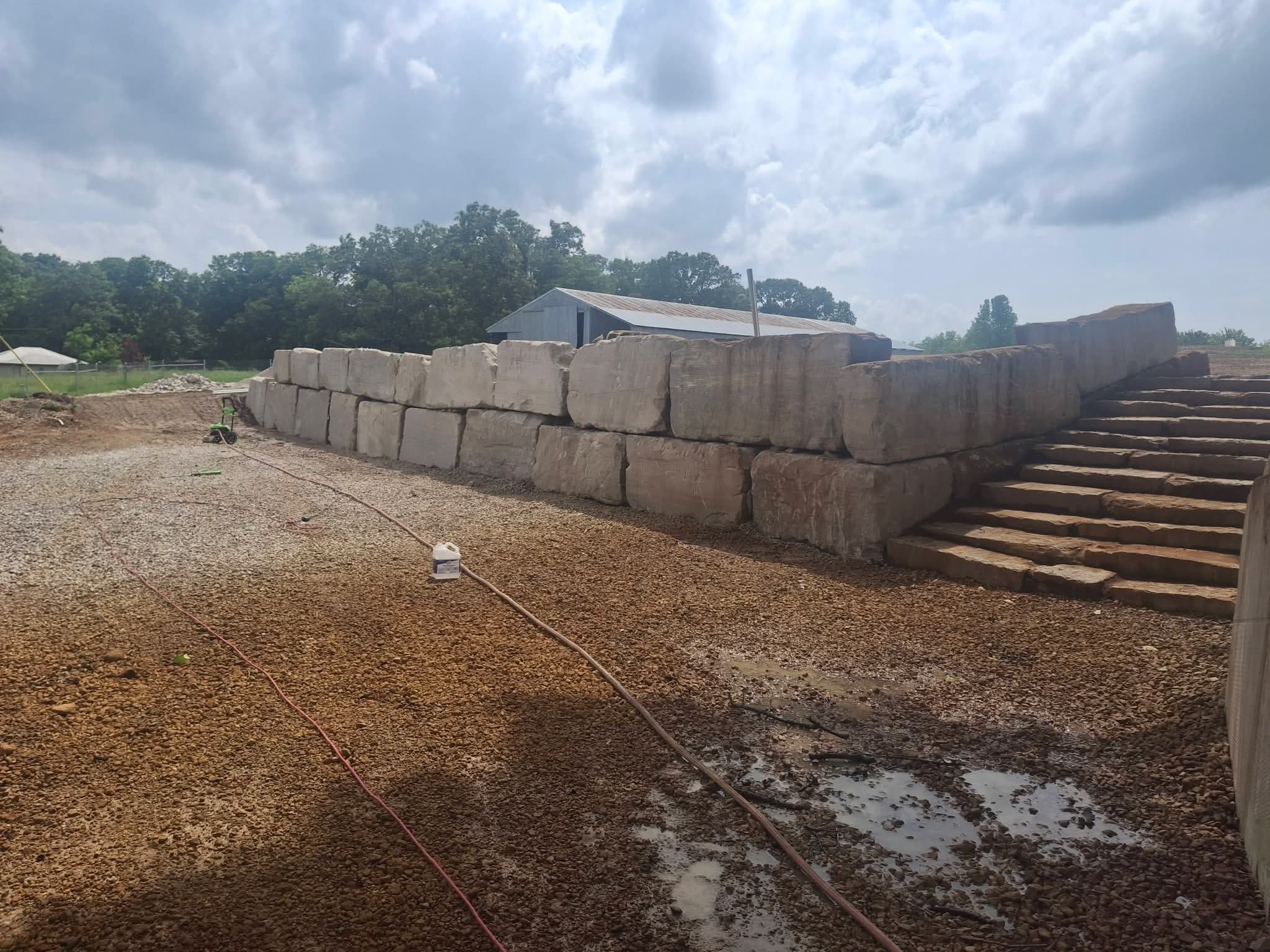 Pressure-washed brick walls and concrete steps at an Ecobuilt Land Development Inc property in the Shoals region of northwest Alabama — Singing River Pressure Works first completed job.